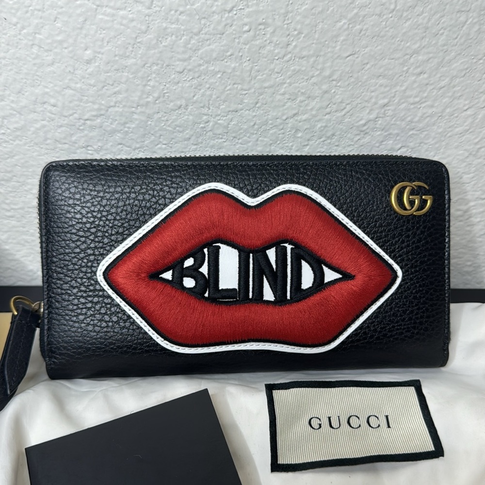 NWOT 🔥RARE🔥 Gucci Blind For Love Long Zippy Wallet 💋 - Picture 3 of 6